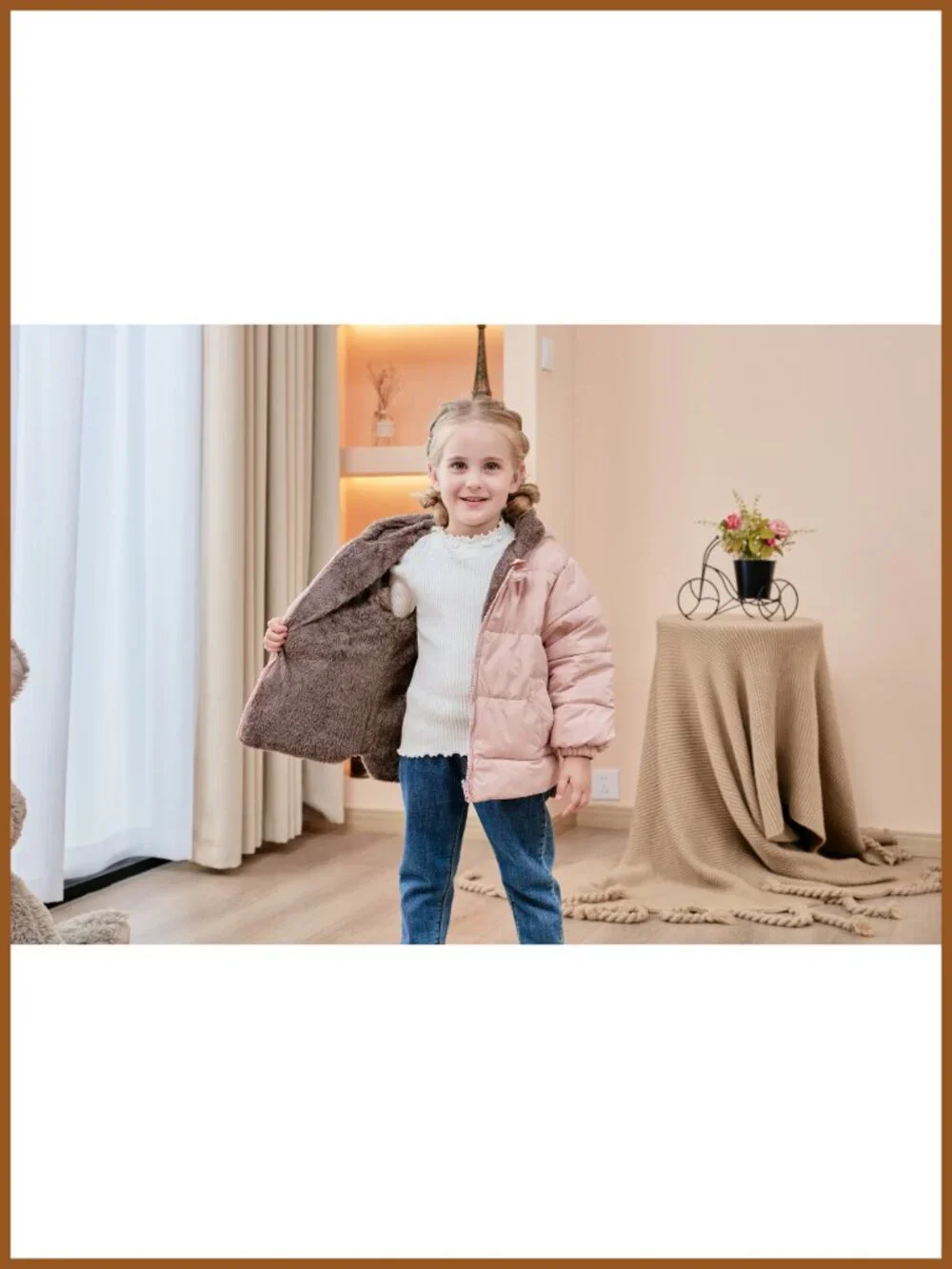 Toddler Puffer Jacket Hooded Bear Ear Winter Coat 6M-5T